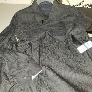 Tasso Elba Marcus Woven Design Black Slim Fit XL